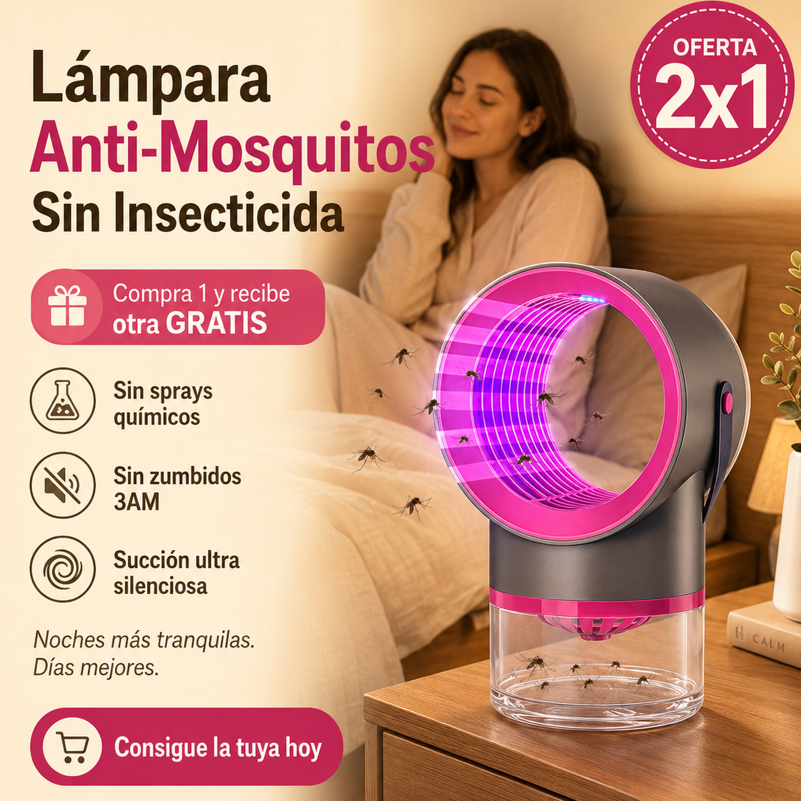 Lámpara Anti-Mosquitos - Sin Fumigar Tu Cuarto con Spray Tóxicos